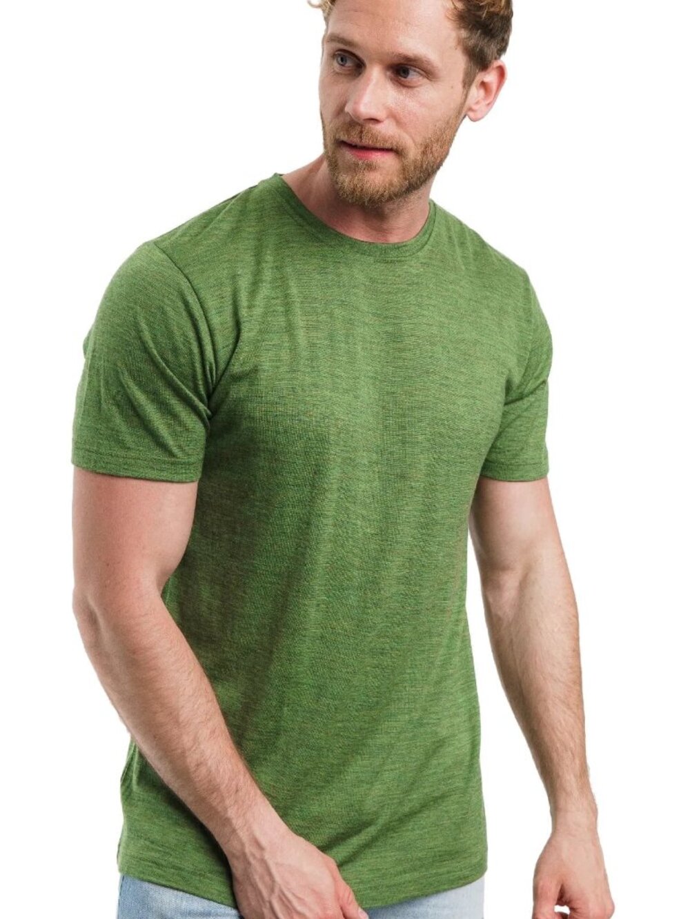 Merino.tech Men’s 100% Merino Wool T Shirt, Olive Green